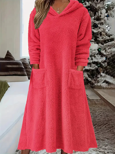 Eugenia™ – Abito Midi Casual con Cappuccio e Tasca Frontale