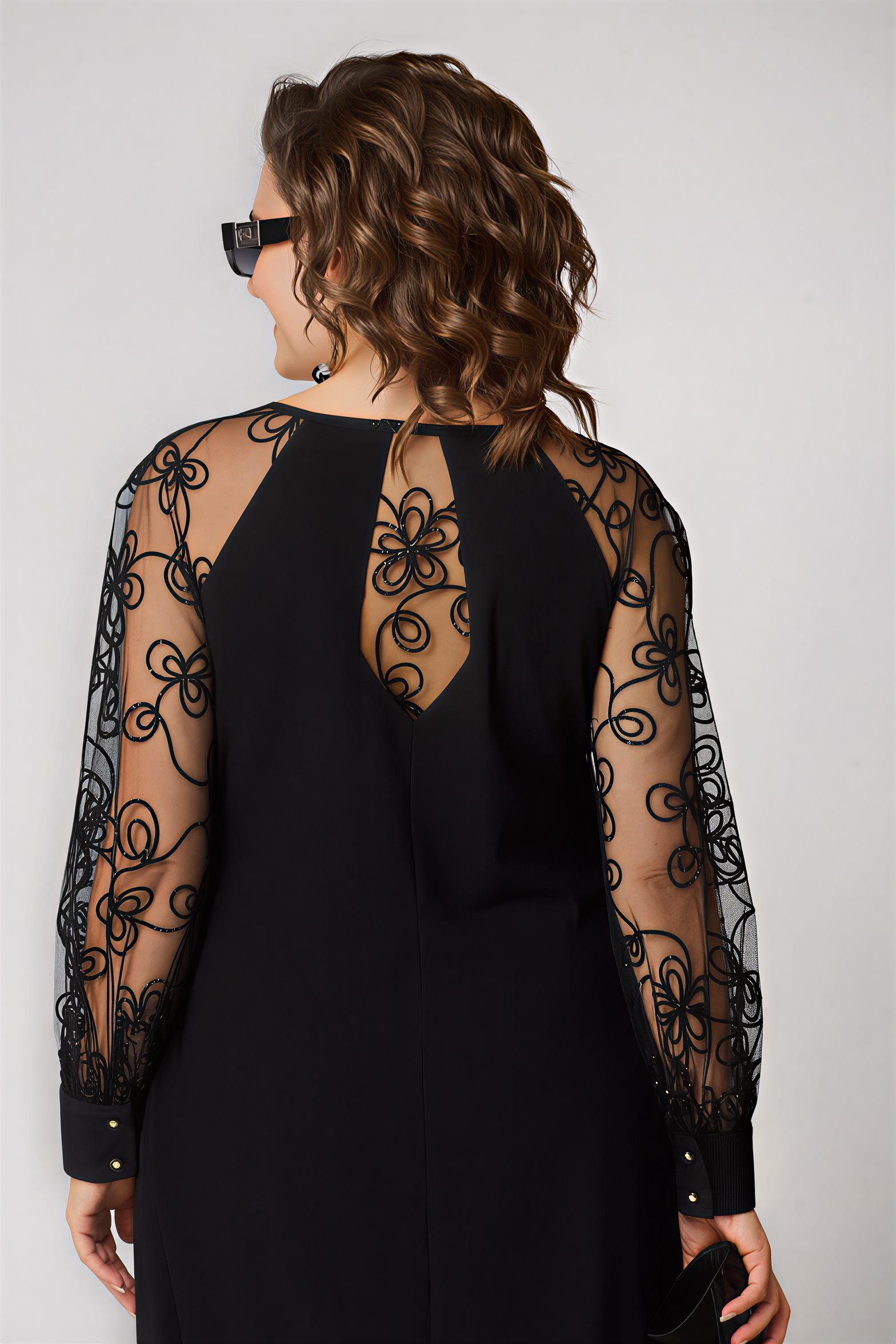 Beatrice | Elegante Nero Abito con Maniche in Pizzo
