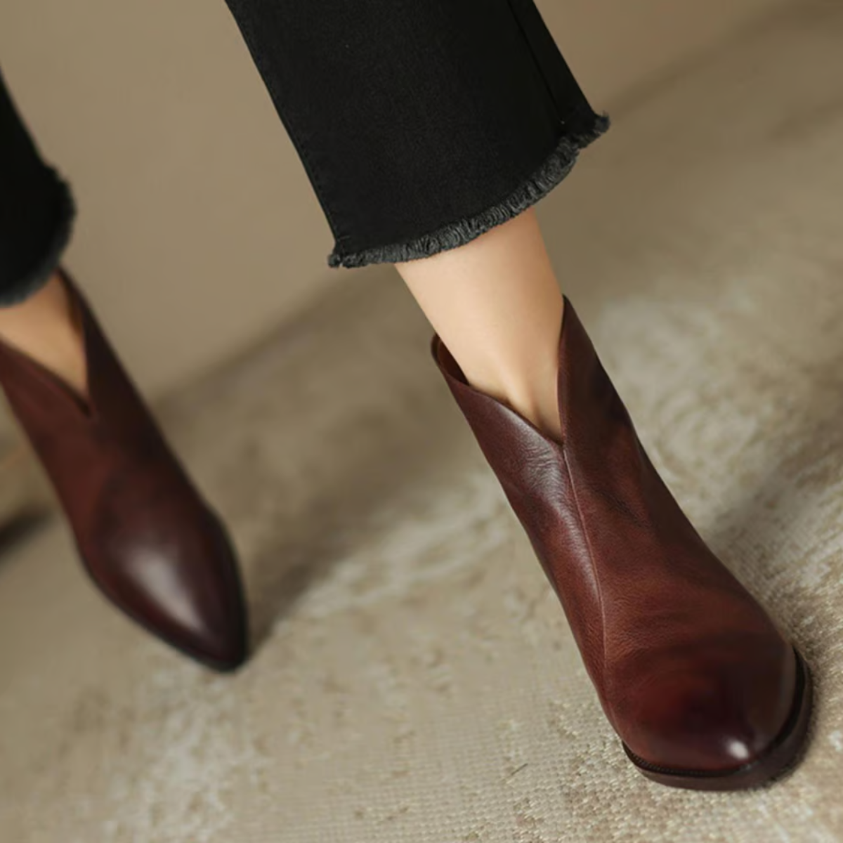 Flavia | Eleganti Confortevoli Stivaletti con Tacco Basso
