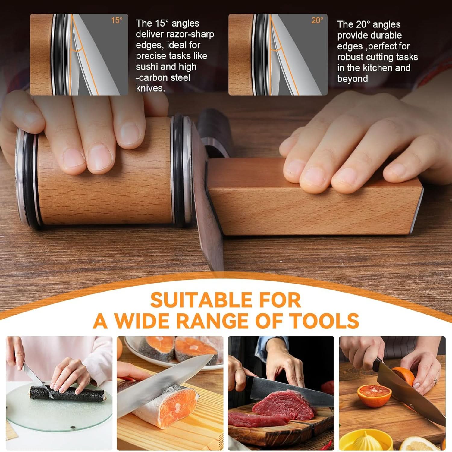 Affilacoltelli Professionale con Rullo Diamantato e Guida Magnetica | Affilatore Coltelli per Affilatura Veloce e Precisa in Cucina 4