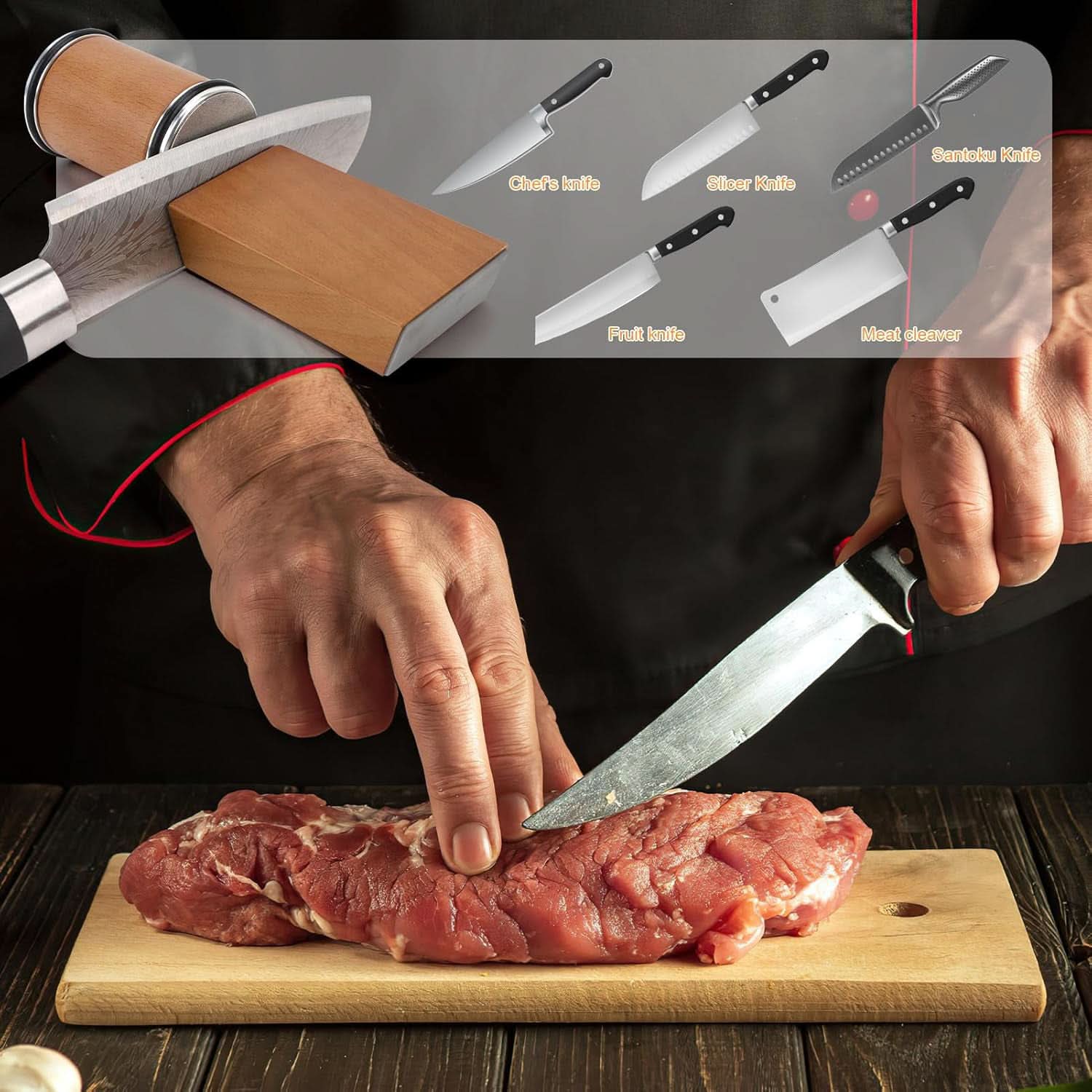 Affilacoltelli Professionale con Rullo Diamantato e Guida Magnetica | Affilatore Coltelli per Affilatura Veloce e Precisa in Cucina 8