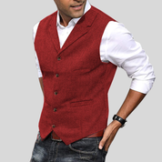 Alberto | Elegante Gilet Bordeaux in Tweed a Spina di Pesce per Uomo 0