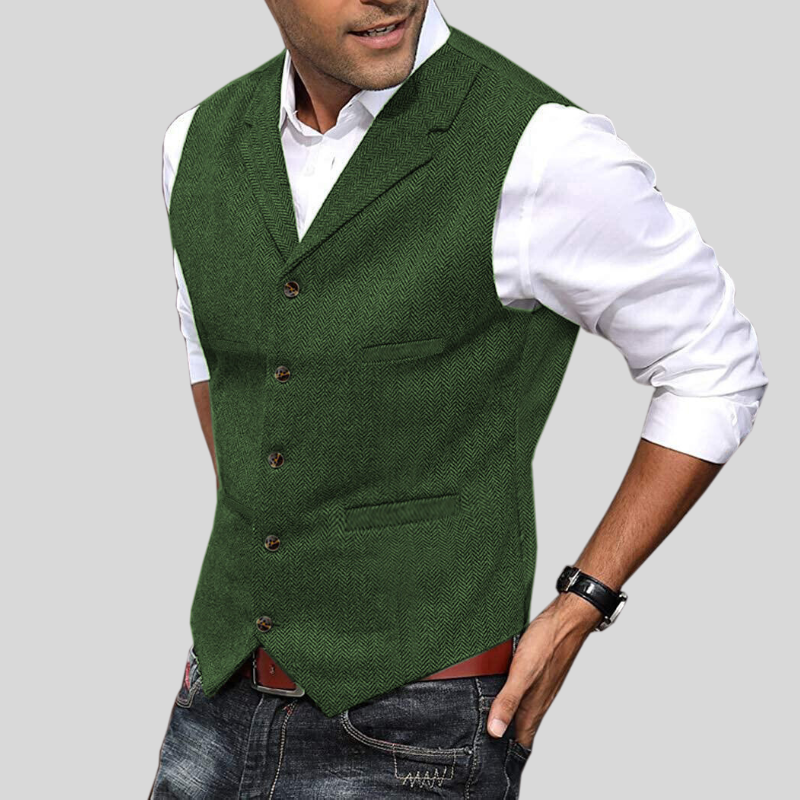 Alberto | Elegante Gilet Bordeaux in Tweed a Spina di Pesce per Uomo 1