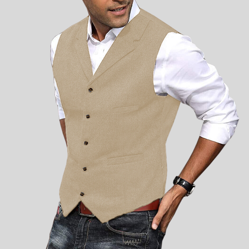 Alberto | Elegante Gilet Bordeaux in Tweed a Spina di Pesce per Uomo 2