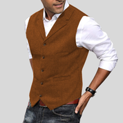Alberto | Elegante Gilet Bordeaux in Tweed a Spina di Pesce per Uomo 4