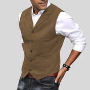 Alberto | Elegante Gilet Bordeaux in Tweed a Spina di Pesce per Uomo 5