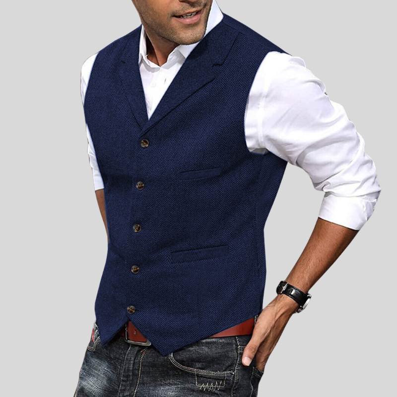 Alberto | Elegante Gilet Bordeaux in Tweed a Spina di Pesce per Uomo 8