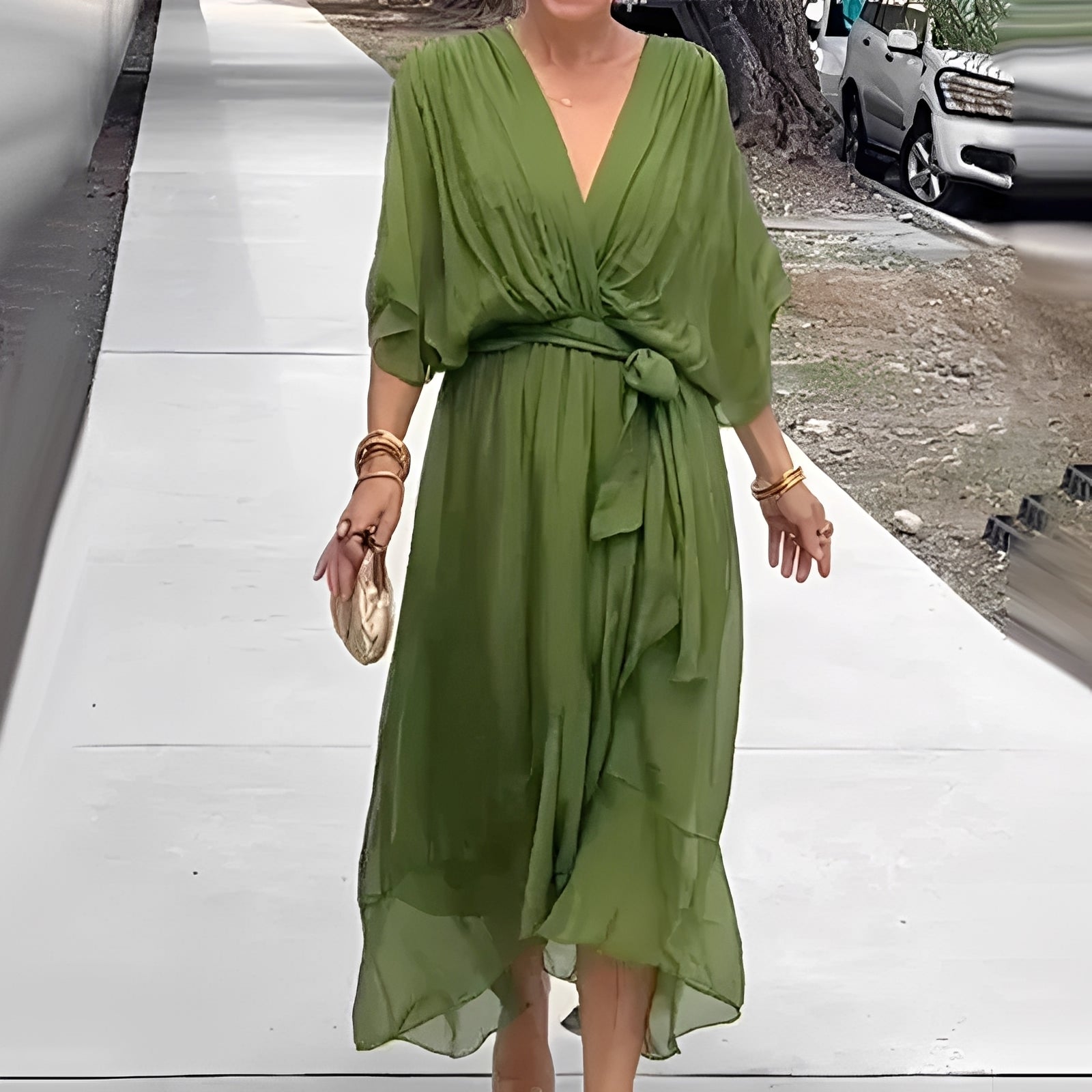Allegra | Elegante Abito Midi con Scollatura a V per Cerimonia 2
