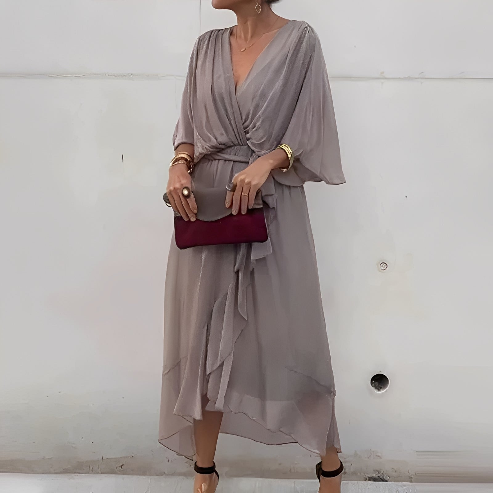 Allegra | Elegante Abito Midi con Scollatura a V per Cerimonia 3