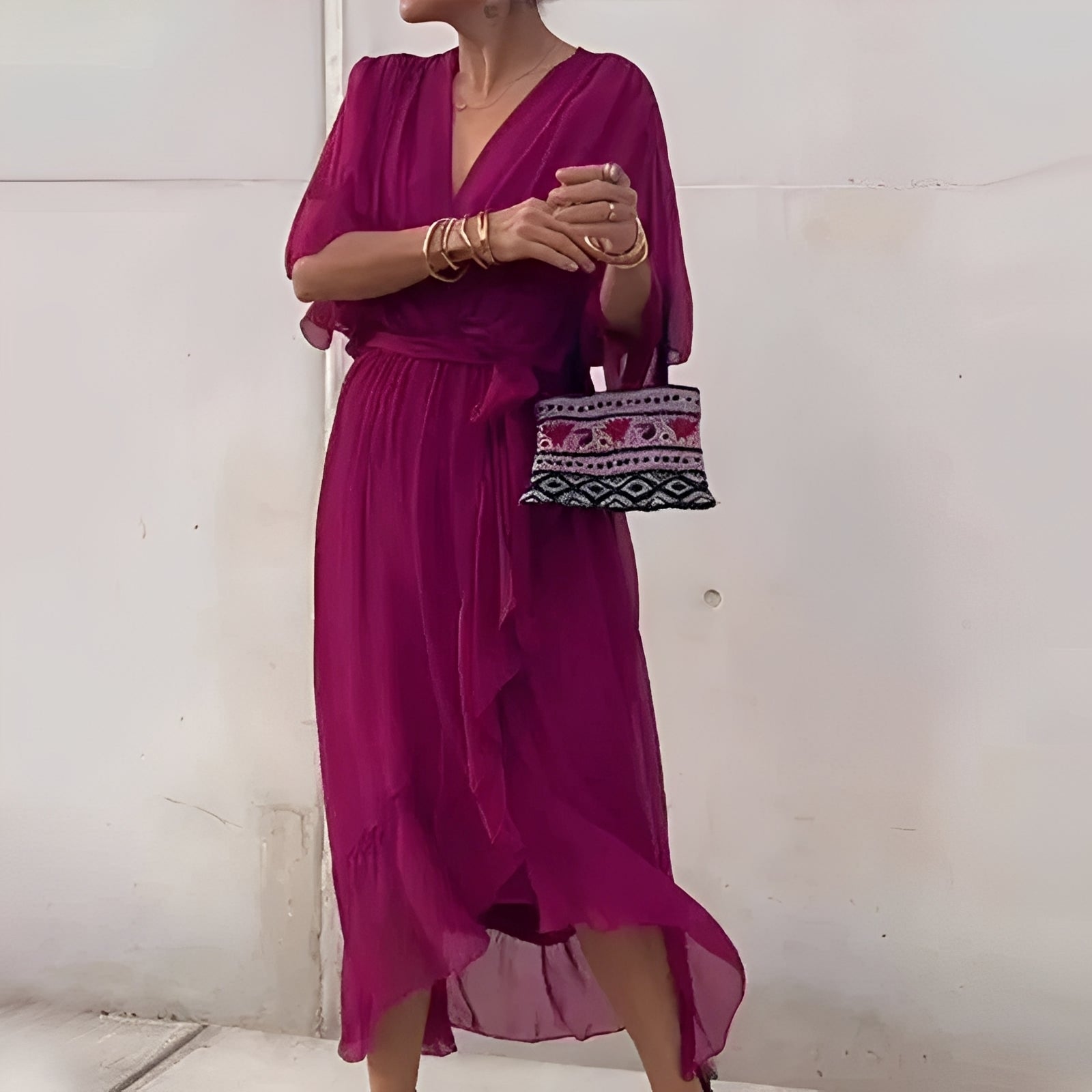 Allegra | Elegante Abito Midi con Scollatura a V per Cerimonia 5