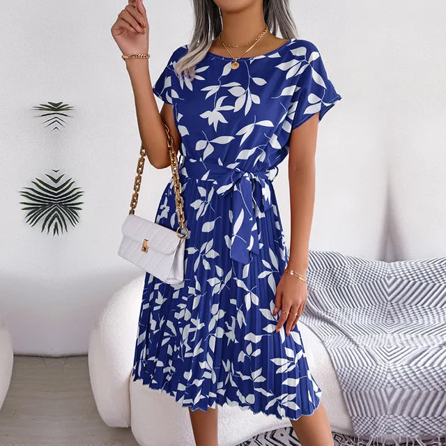 Ambra | Elegante Abito Midi Plissettato con Stampa Floreale 2
