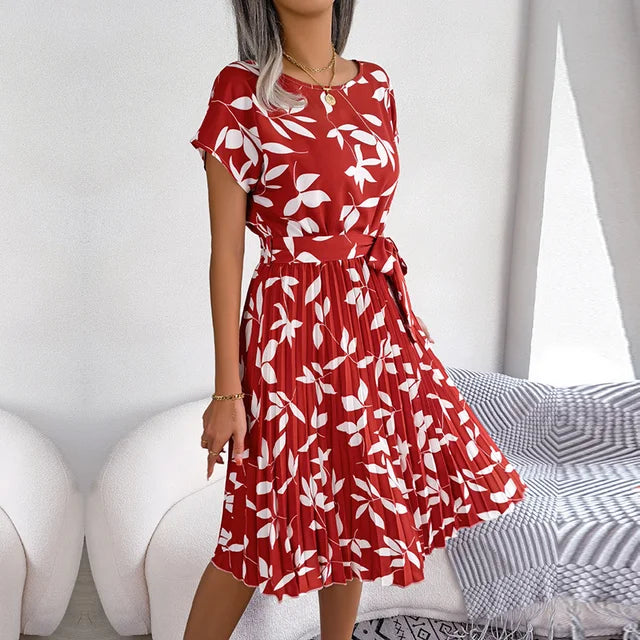 Ambra | Elegante Abito Midi Plissettato con Stampa Floreale 3