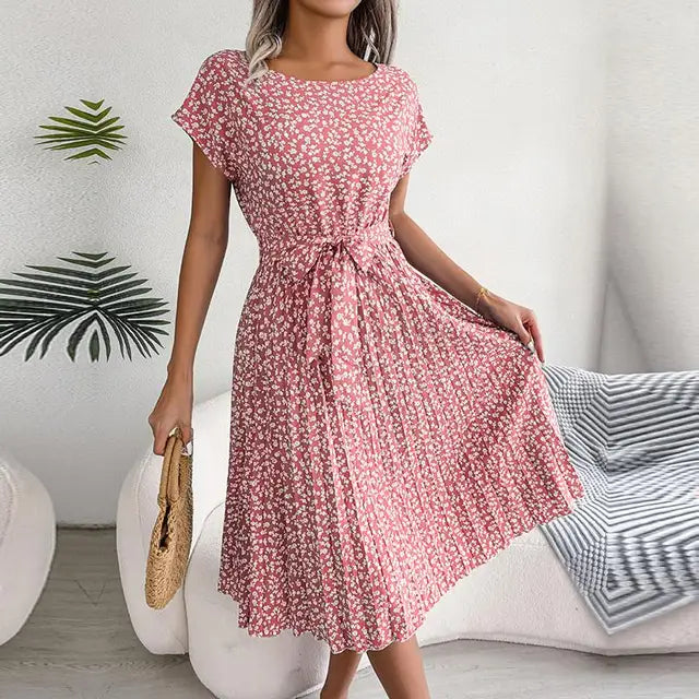 Ambra | Elegante Abito Midi Plissettato con Stampa Floreale 8