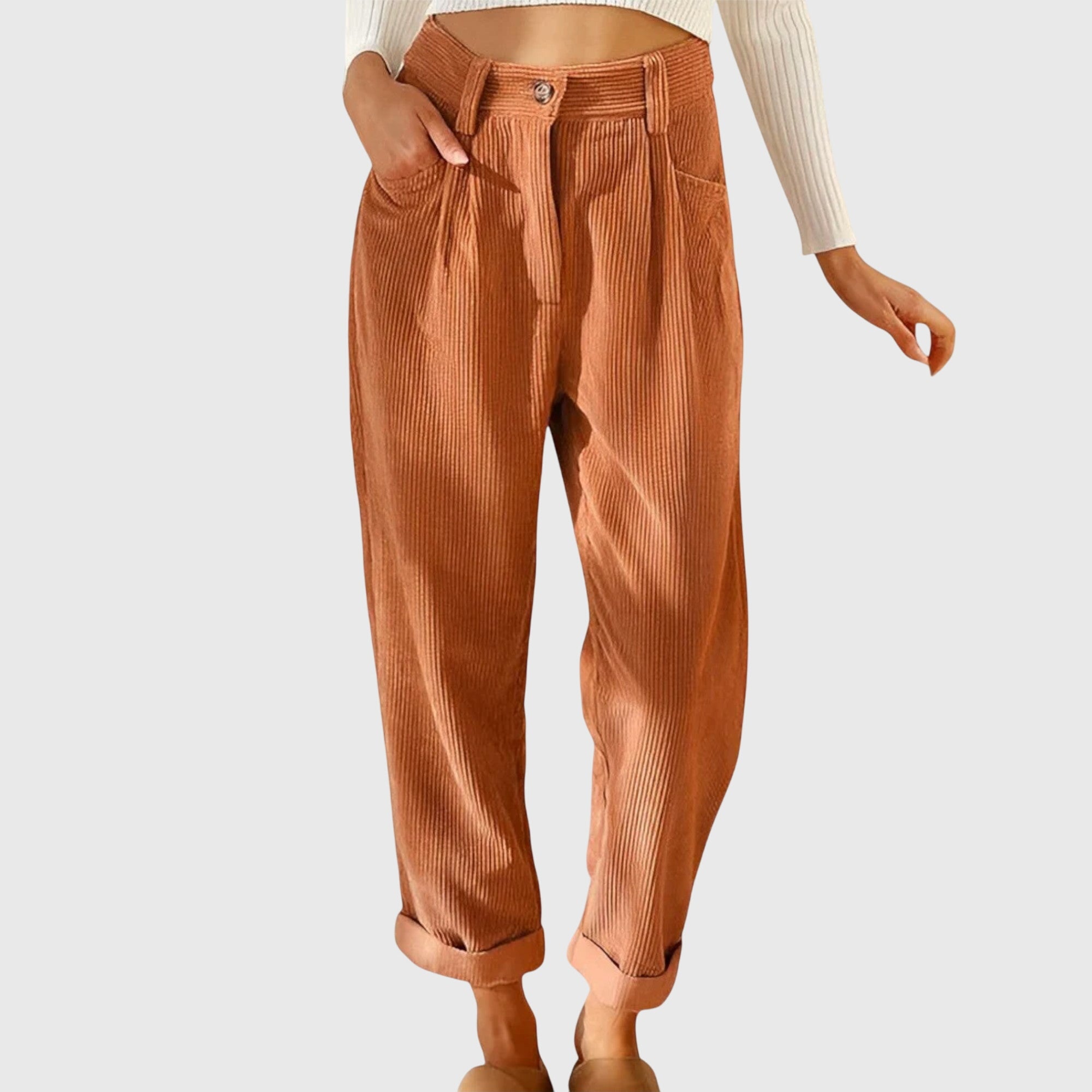 Clara | Pantaloni Moderni in Corda con Vestibilità Comoda | Stile Versatile per Uscite e Occasioni Formali 0
