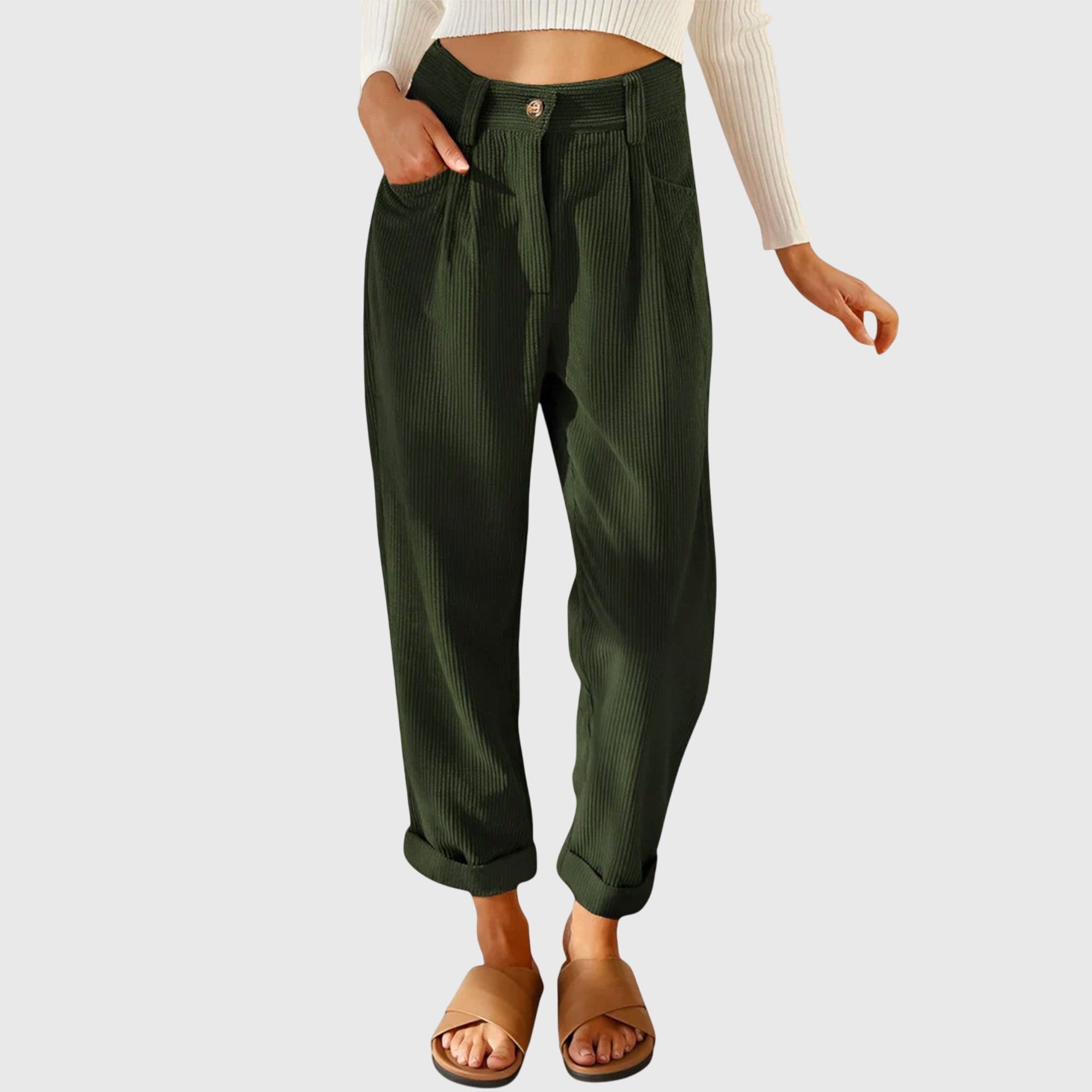 Clara | Pantaloni Moderni in Corda con Vestibilità Comoda | Stile Versatile per Uscite e Occasioni Formali 2