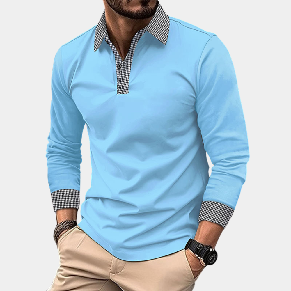 Clément | Elegante Polo Manica Lunga Uomo in Cotone Nero 3