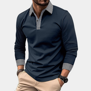 Clément | Elegante Polo Manica Lunga Uomo in Cotone Nero 6