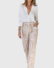 Completo Donna Elegante | Set di Pantaloni e Camicetta con Cintura Regolabile | Comfort e Stile per Ogni Occasione 1
