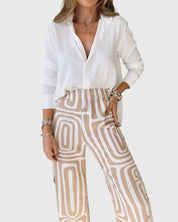 Completo Donna Elegante | Set di Pantaloni e Camicetta con Cintura Regolabile | Comfort e Stile per Ogni Occasione 2