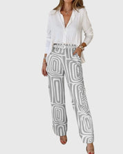 Completo Donna Elegante | Set di Pantaloni e Camicetta con Cintura Regolabile | Comfort e Stile per Ogni Occasione 4