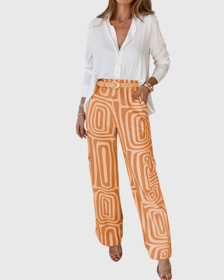 Completo Donna Elegante | Set di Pantaloni e Camicetta con Cintura Regolabile | Comfort e Stile per Ogni Occasione 5