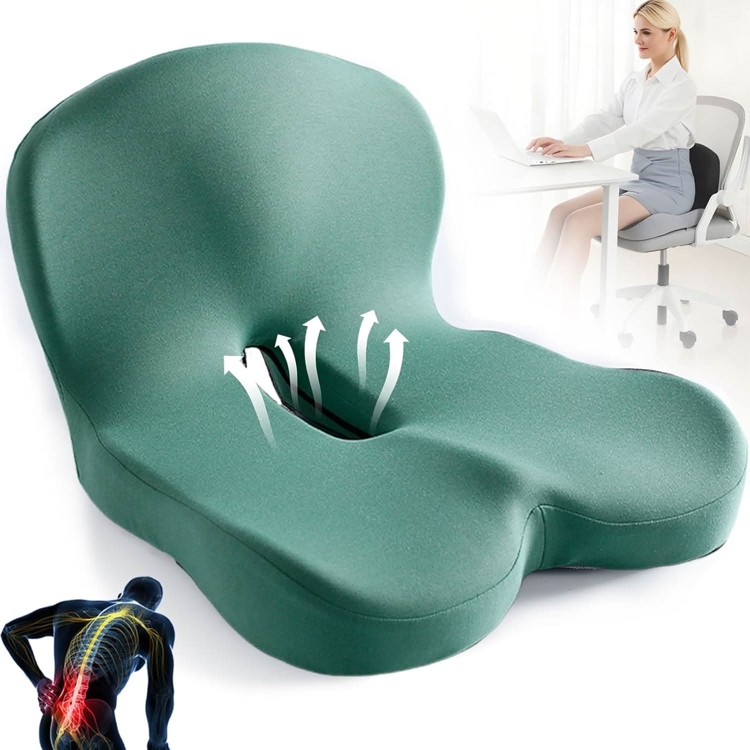Cuscino Ergonomico Sedia in Memory Foam con Supporto Lombare | Comfort Ottimale per Seduta Sana 6
