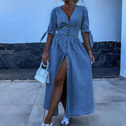 Diletta | Elegante Abito Lungo Estivo in Denim Casual 2