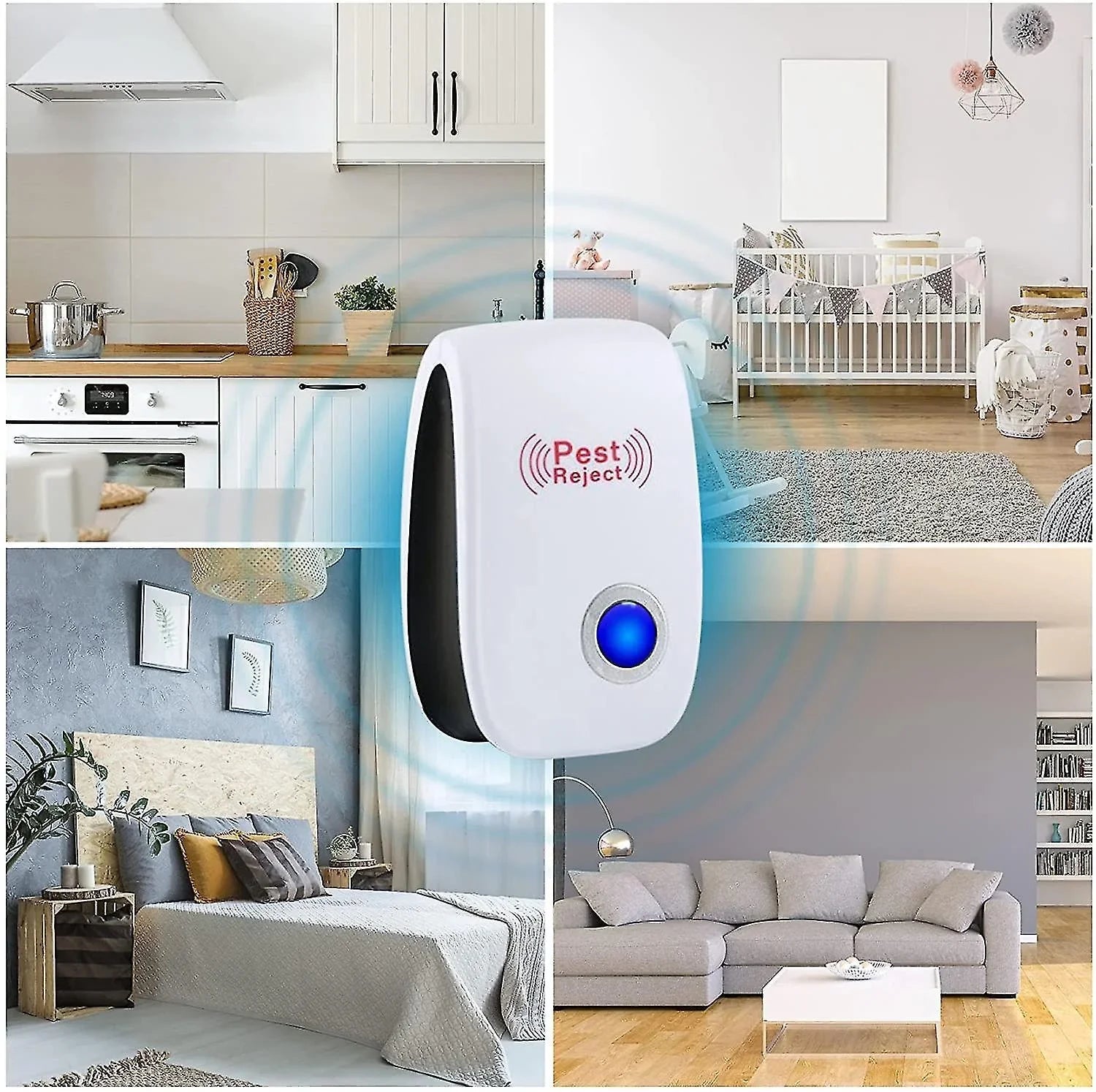 Dispositivo Ultrasonico per il Controllo dei Parassiti con Tecnologia Sicura | Rispettoso dell'Ambiente per Protezione Efficace fino a 80m² 1