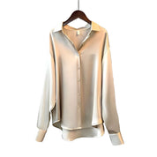 Donatella | Elegante Camicia Bianco Donna in Raso, Versatile e Raffinata 0