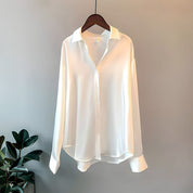 Donatella | Elegante Camicia Bianco Donna in Raso, Versatile e Raffinata 3