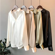 Donatella | Elegante Camicia Bianco Donna in Raso, Versatile e Raffinata 4