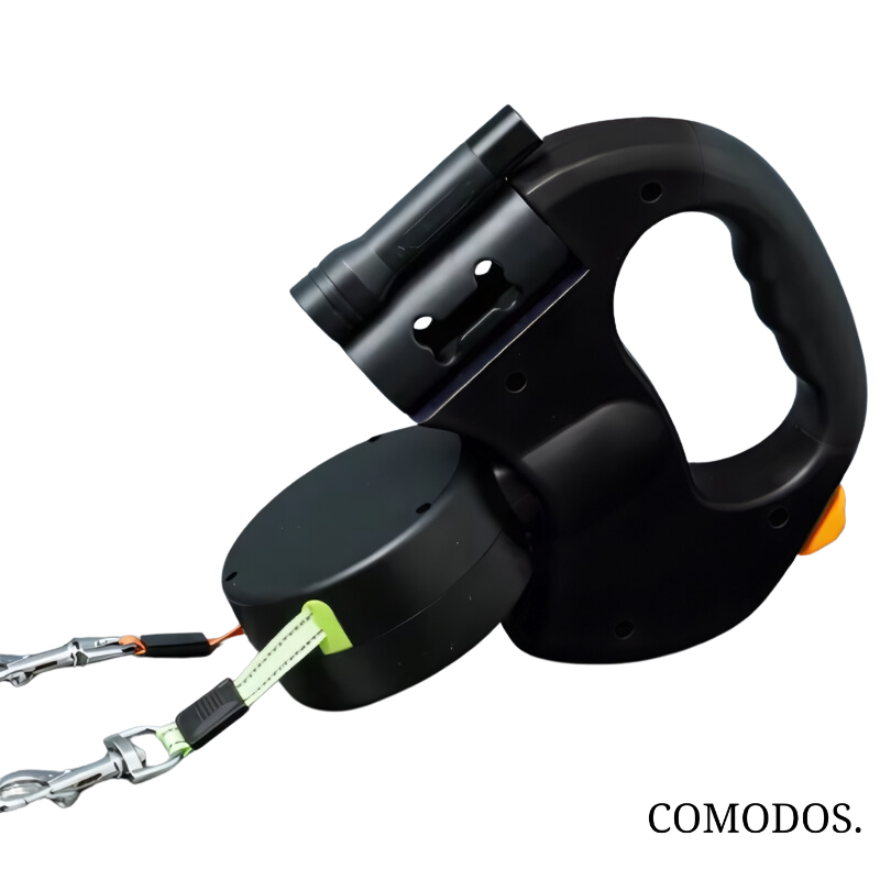 DuoStride | Guinzaglio per Cani con Luce LED e Impugnatura Ergonomica | Passeggiate Sicure e Comode per Due Cani 0