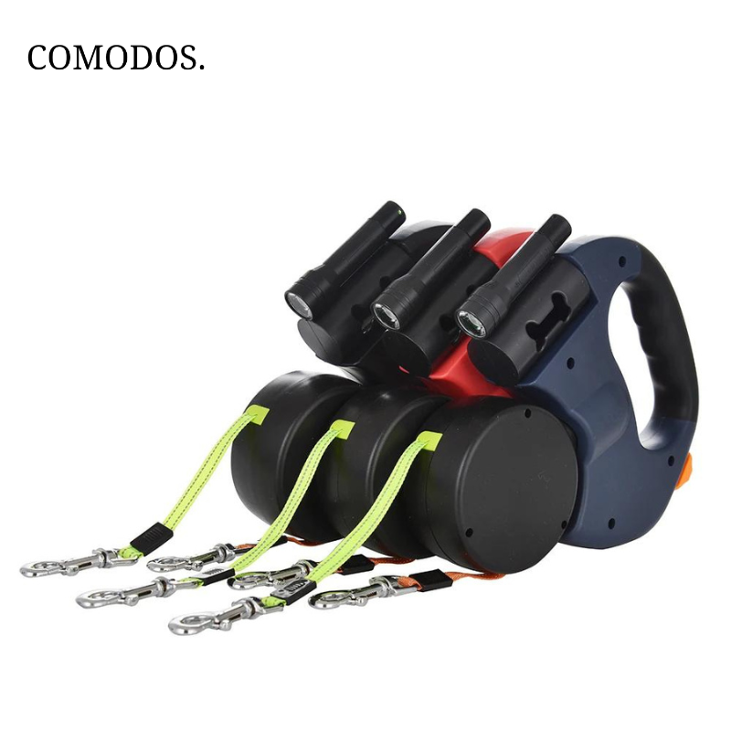 DuoStride | Guinzaglio per Cani con Luce LED e Impugnatura Ergonomica | Passeggiate Sicure e Comode per Due Cani 1