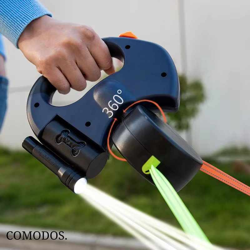 DuoStride | Guinzaglio per Cani con Luce LED e Impugnatura Ergonomica | Passeggiate Sicure e Comode per Due Cani 3