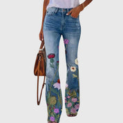 Eleganza Chic | Pantaloni Floreali a Gamba Larga con Bottoni Distintivi | Comfort e Stile per Ogni Occasione 3