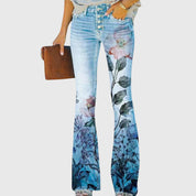 Eleganza Chic | Pantaloni Floreali a Gamba Larga con Bottoni Distintivi | Comfort e Stile per Ogni Occasione 4
