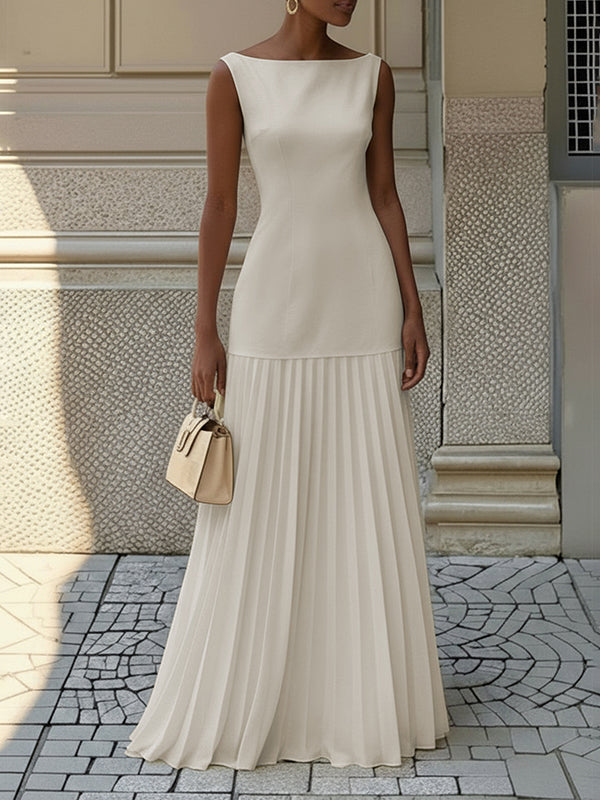 Emily | Elegante Maxi Abito Scollo a Barca Pieghettato 2