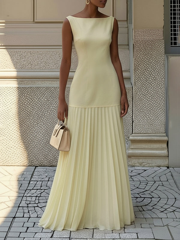 Emily | Elegante Maxi Abito Scollo a Barca Pieghettato 3