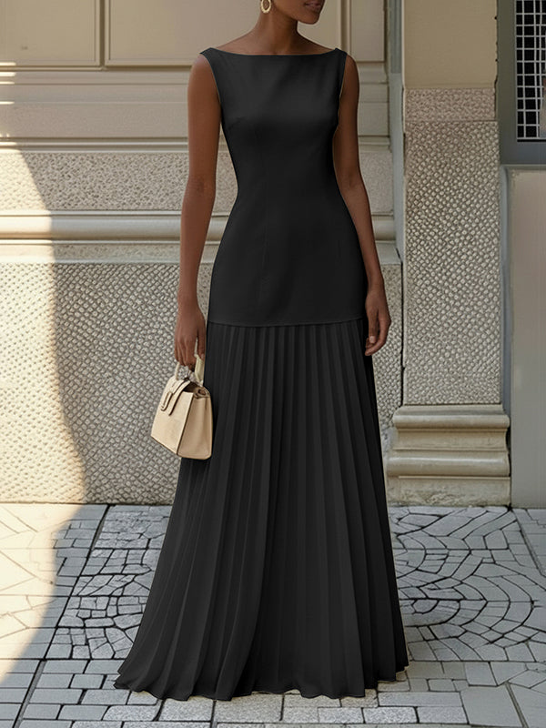 Emily | Elegante Maxi Abito Scollo a Barca Pieghettato 4