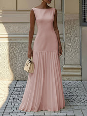 Emily | Elegante Maxi Abito Scollo a Barca Pieghettato 5