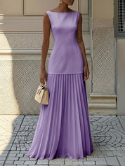 Emily | Elegante Maxi Abito Scollo a Barca Pieghettato 6