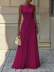 Emily | Elegante Maxi Abito Scollo a Barca Pieghettato 7