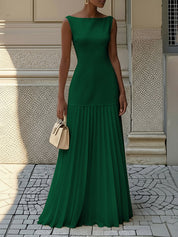 Emily | Elegante Maxi Abito Scollo a Barca Pieghettato 9