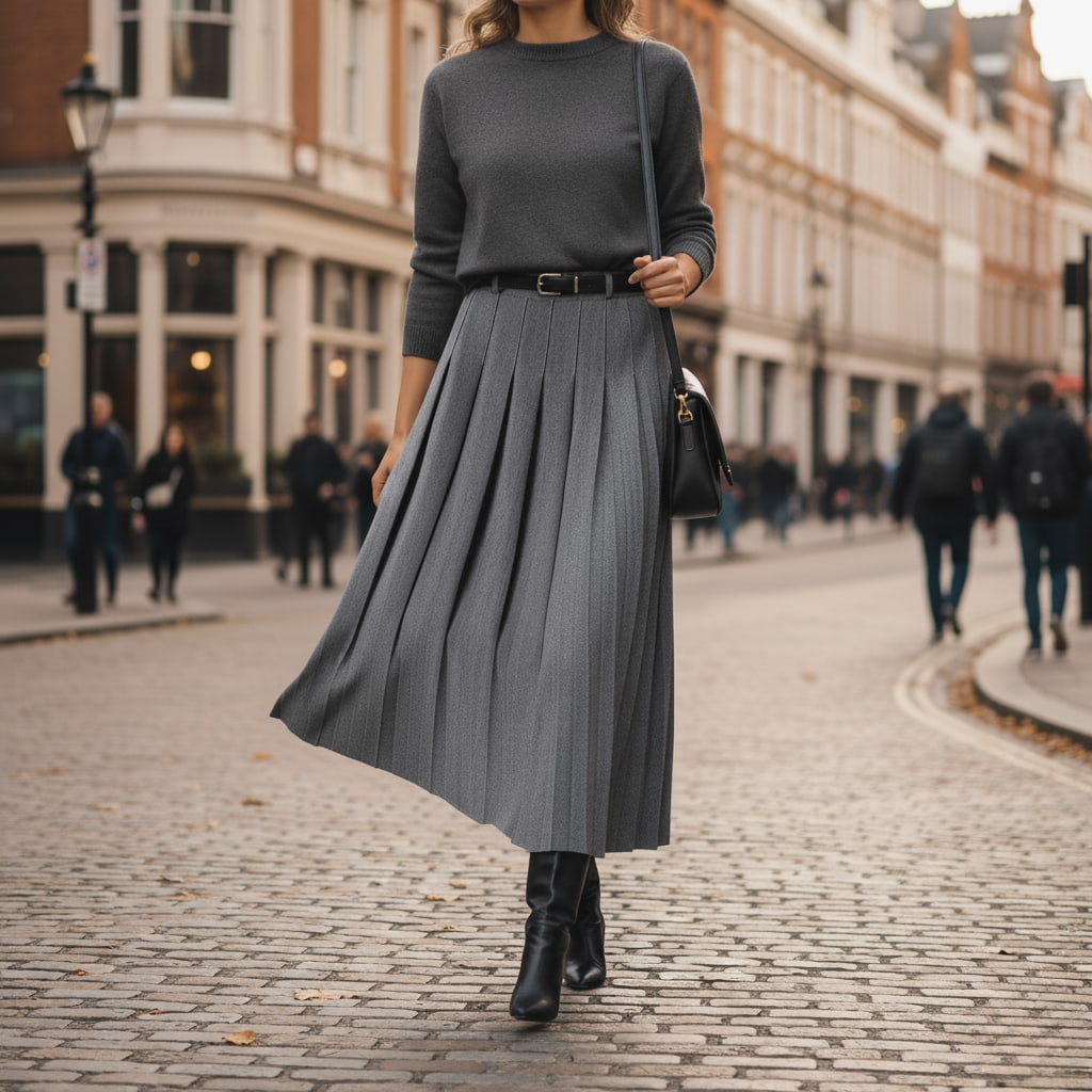 Emma | Elegante Gonna Midi Plissettata con Vita Alta 1