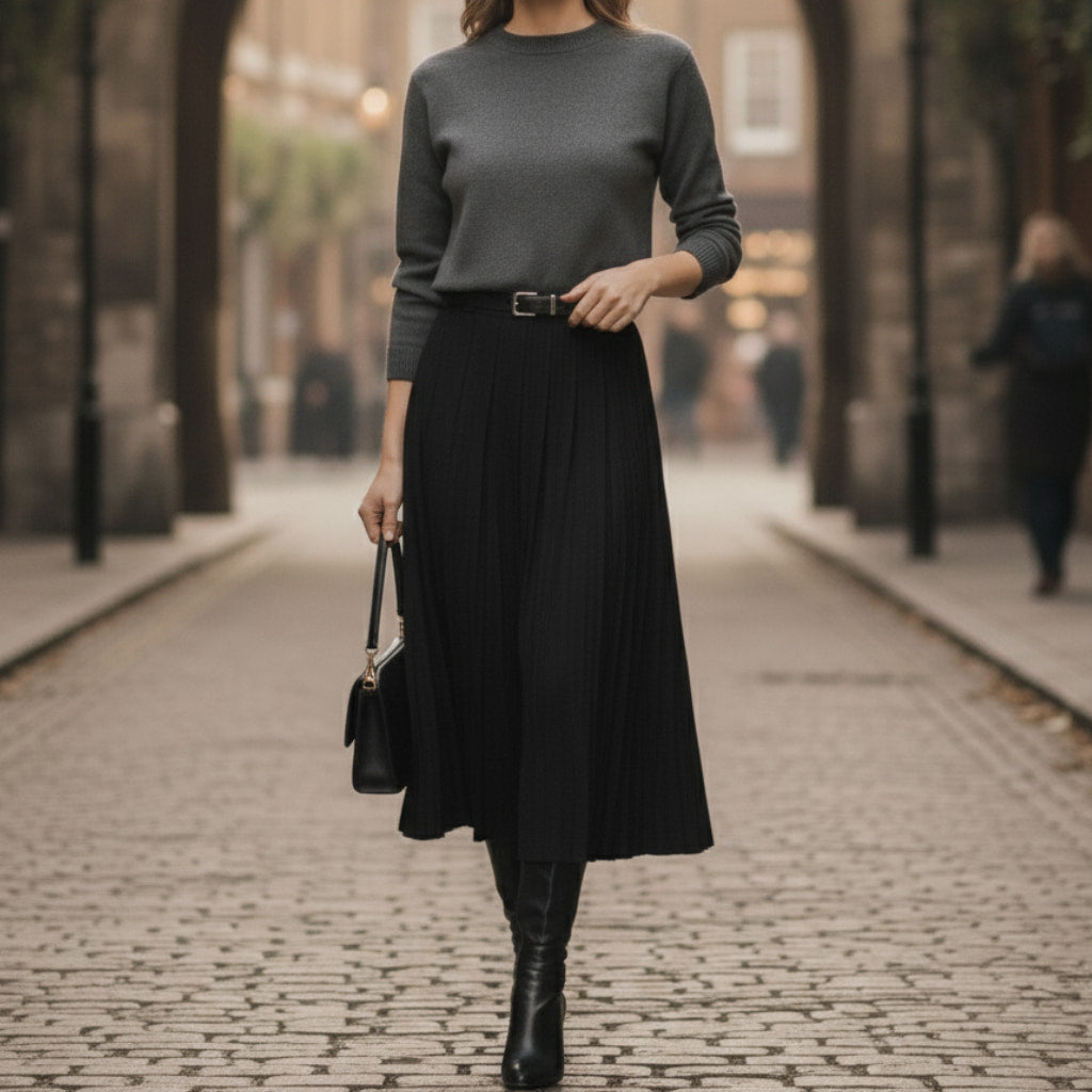 Emma | Elegante Gonna Midi Plissettata con Vita Alta 4