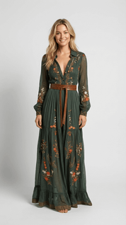 Emma | Elegante Maxi Abito Boho con Maniche Lunghe 0