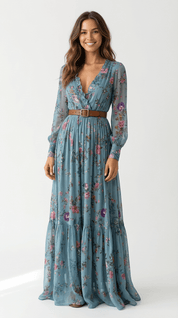 Emma | Elegante Maxi Abito Boho con Maniche Lunghe 4