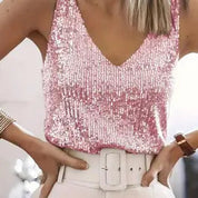 Emma | Elegante Top Paillettes Senza Maniche Scollo a V 3