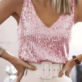 Emma | Elegante Top Paillettes Senza Maniche Scollo a V 3