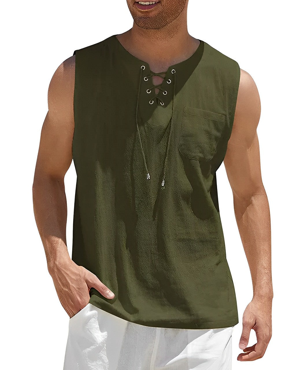 Ethan | Canotta Bianca Uomo Ampia e Traspirante per Uscire 0